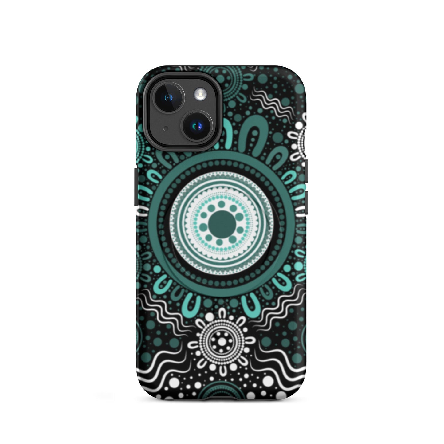 "Woven Together" Black and Aqua MagSafe® Tough Case for iPhone® - Aboriginal Art by Lani