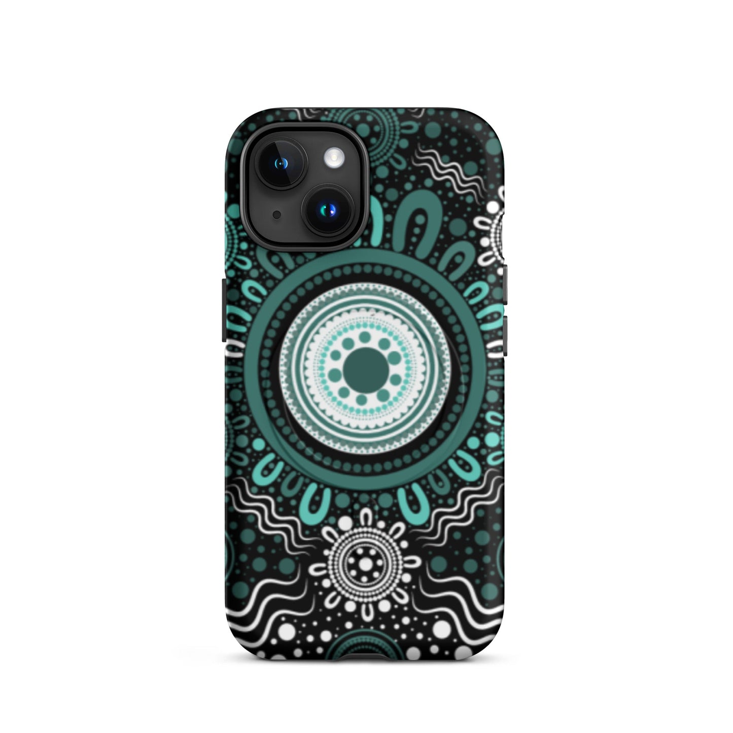 "Woven Together" Black and Aqua MagSafe® Tough Case for iPhone® - Aboriginal Art by Lani