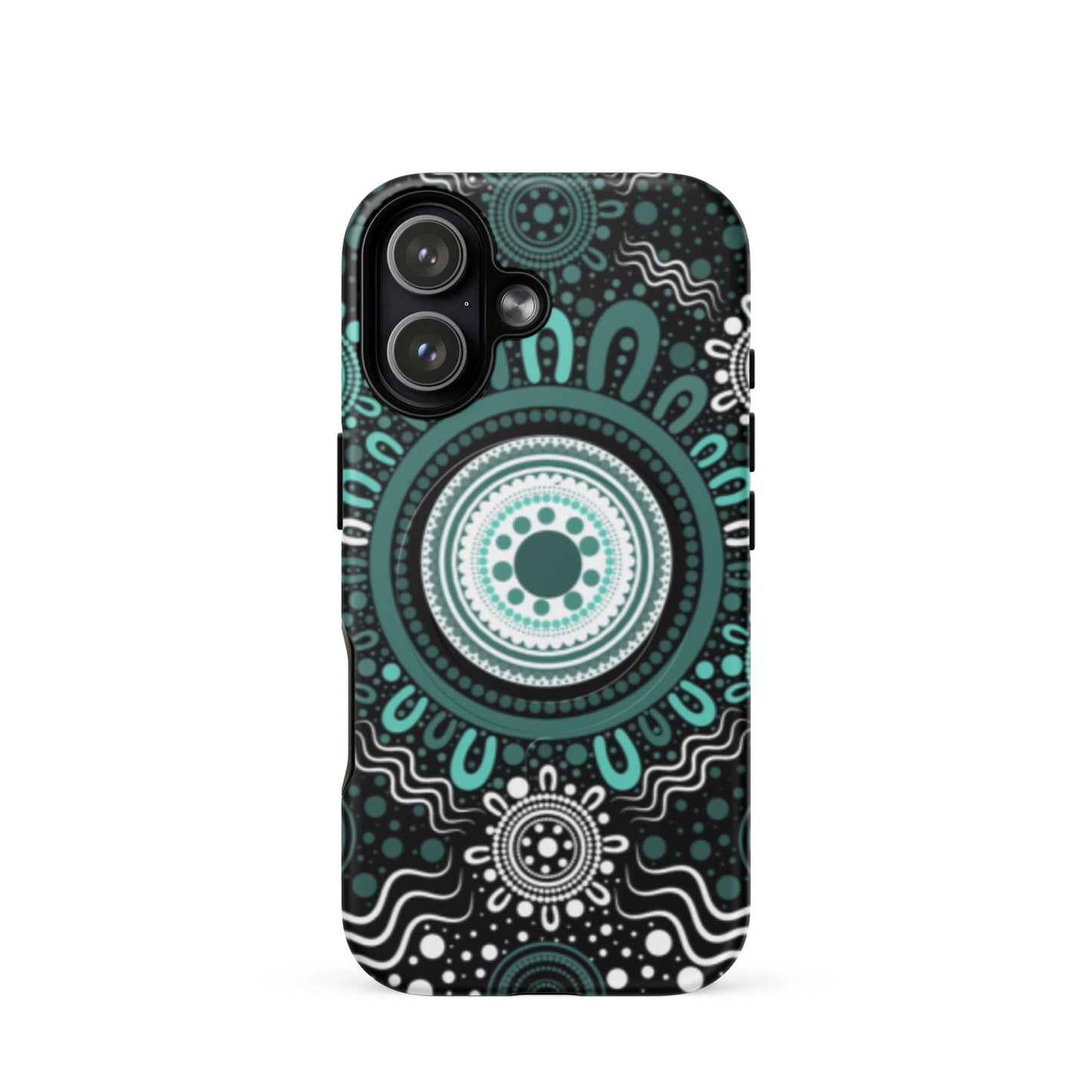 "Woven Together" Black and Aqua MagSafe® Tough Case for iPhone® - Aboriginal Art by Lani