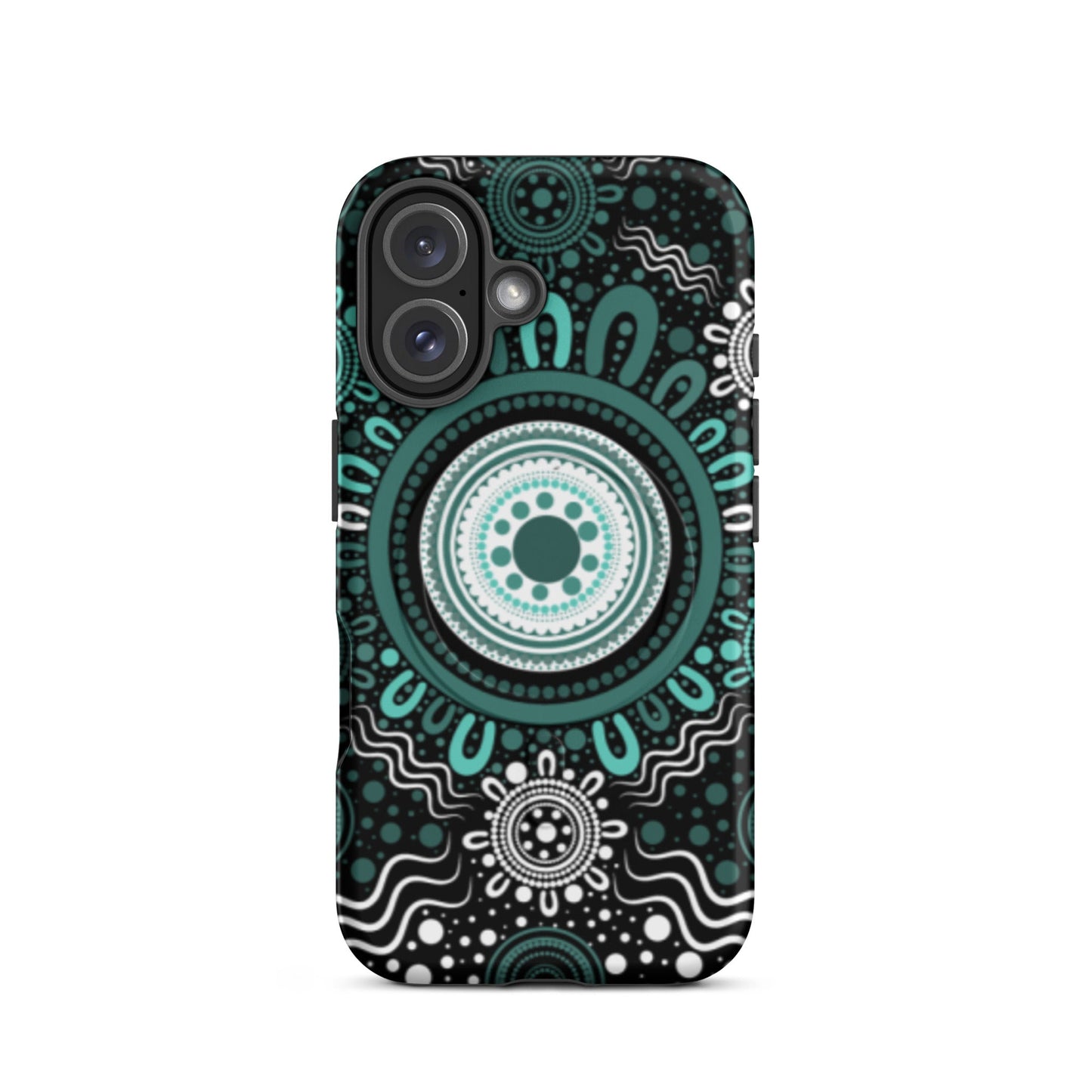 "Woven Together" Black and Aqua MagSafe® Tough Case for iPhone® - Aboriginal Art by Lani