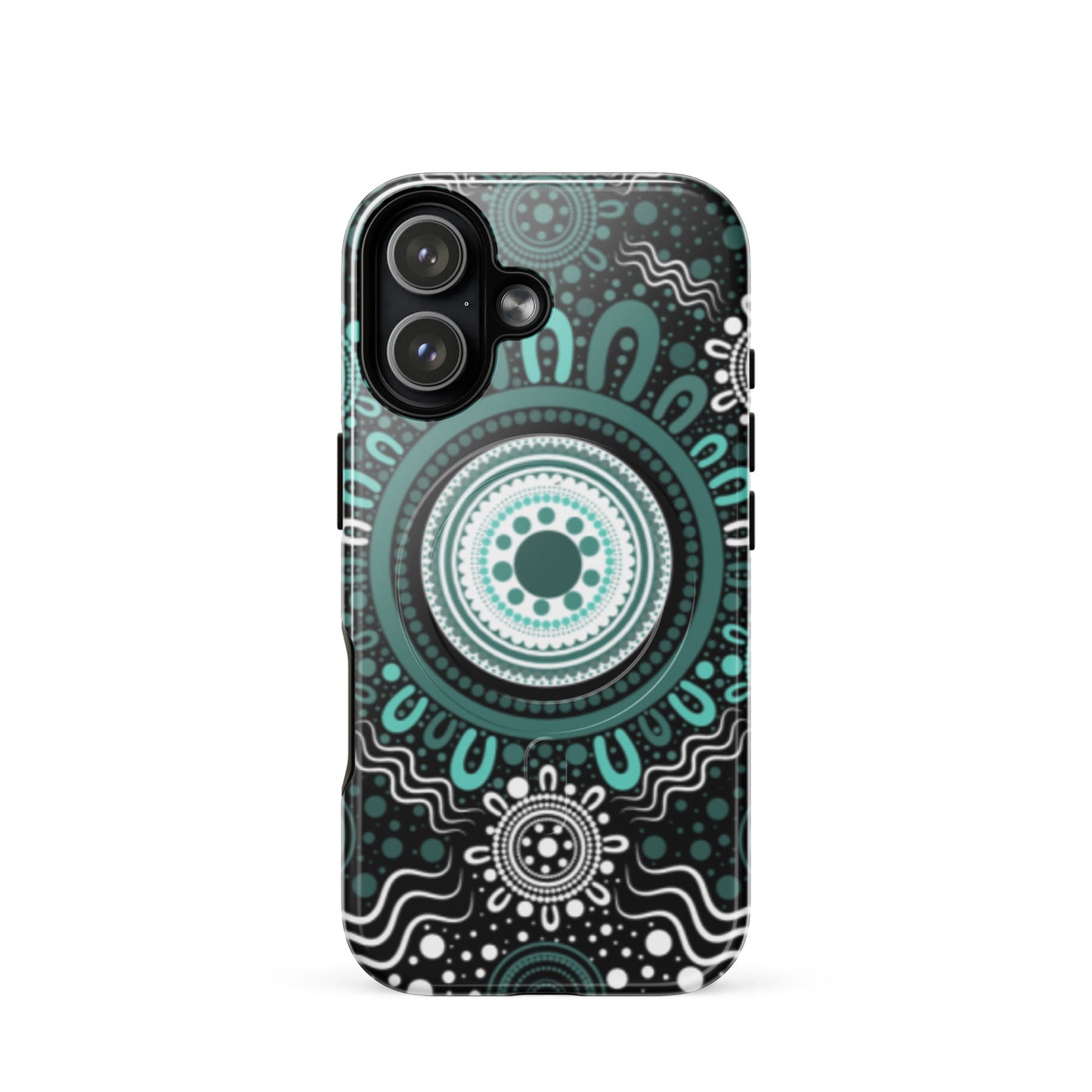 "Woven Together" Black and Aqua MagSafe® Tough Case for iPhone® - Aboriginal Art by Lani