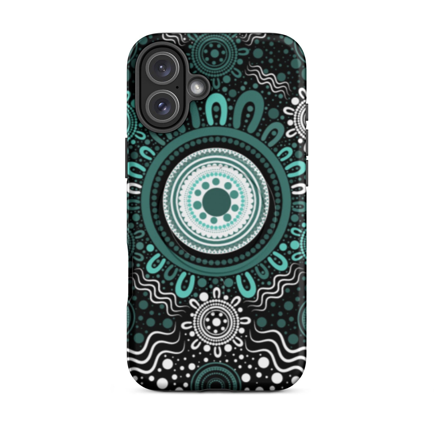"Woven Together" Black and Aqua MagSafe® Tough Case for iPhone® - Aboriginal Art by Lani