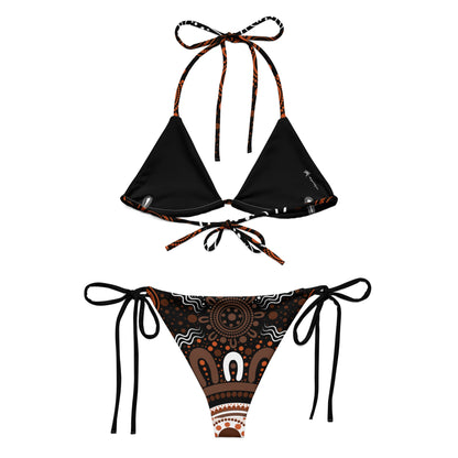 "Woven Together" Black and Brown Bikini Set - Aboriginal Art by LaniBikini
