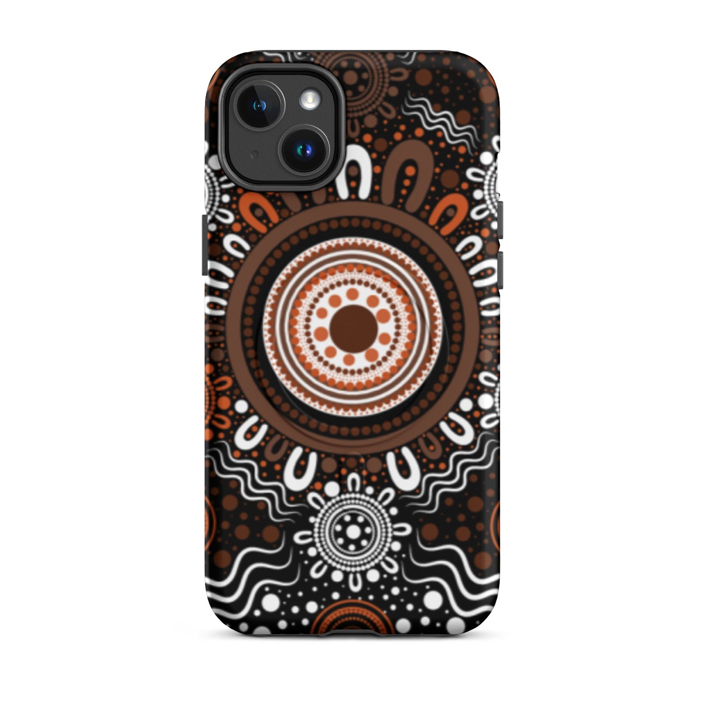 "Woven Together" Black and Brown MagSafe® Tough Case for iPhone® - Aboriginal Art by Lani