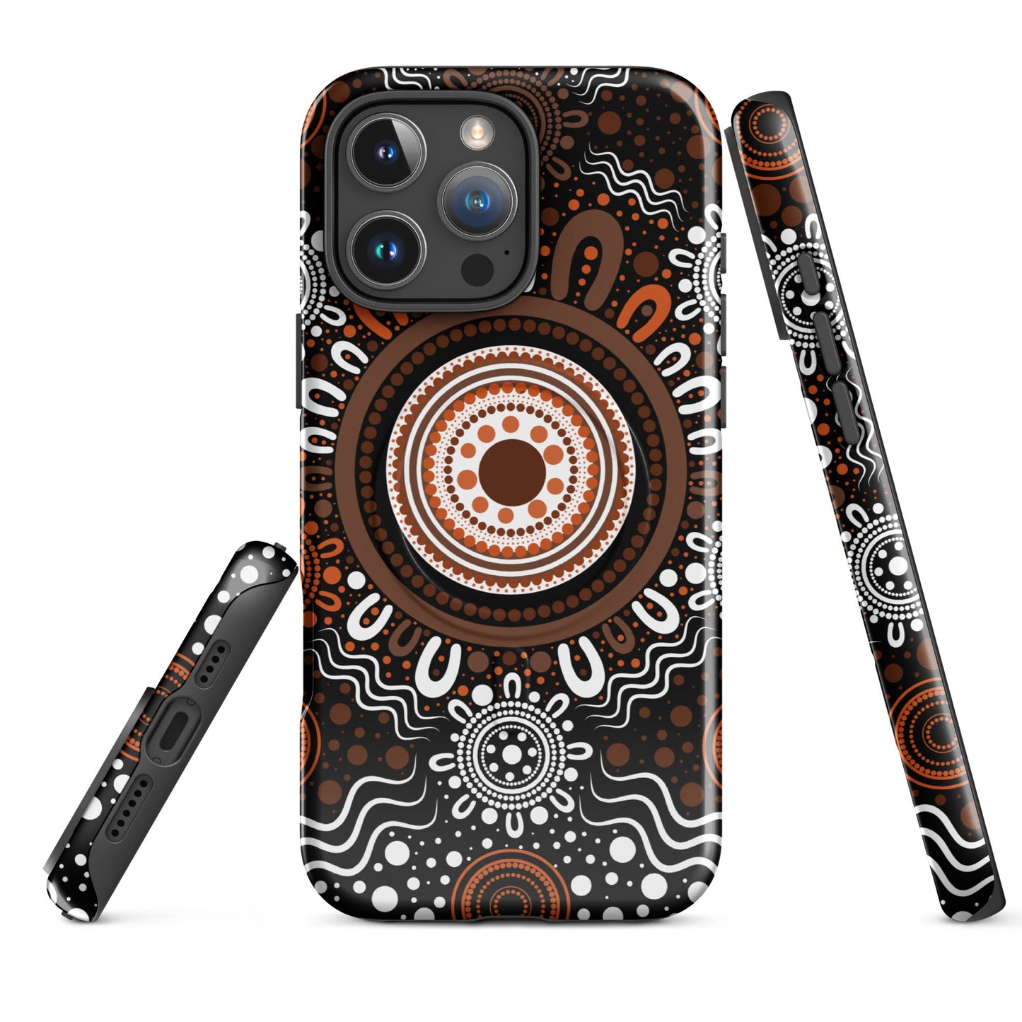 "Woven Together" Black and Brown MagSafe® Tough Case for iPhone® - Aboriginal Art by Lani
