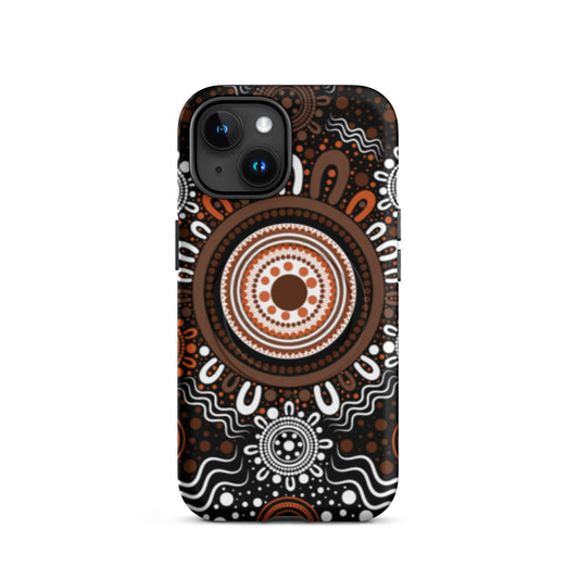 "Woven Together" Black and Brown MagSafe® Tough Case for iPhone® - Aboriginal Art by Lani