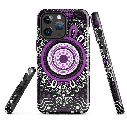 "Woven Together" Black and Purple MagSafe® Tough Case for iPhone® - Aboriginal Art by Lani