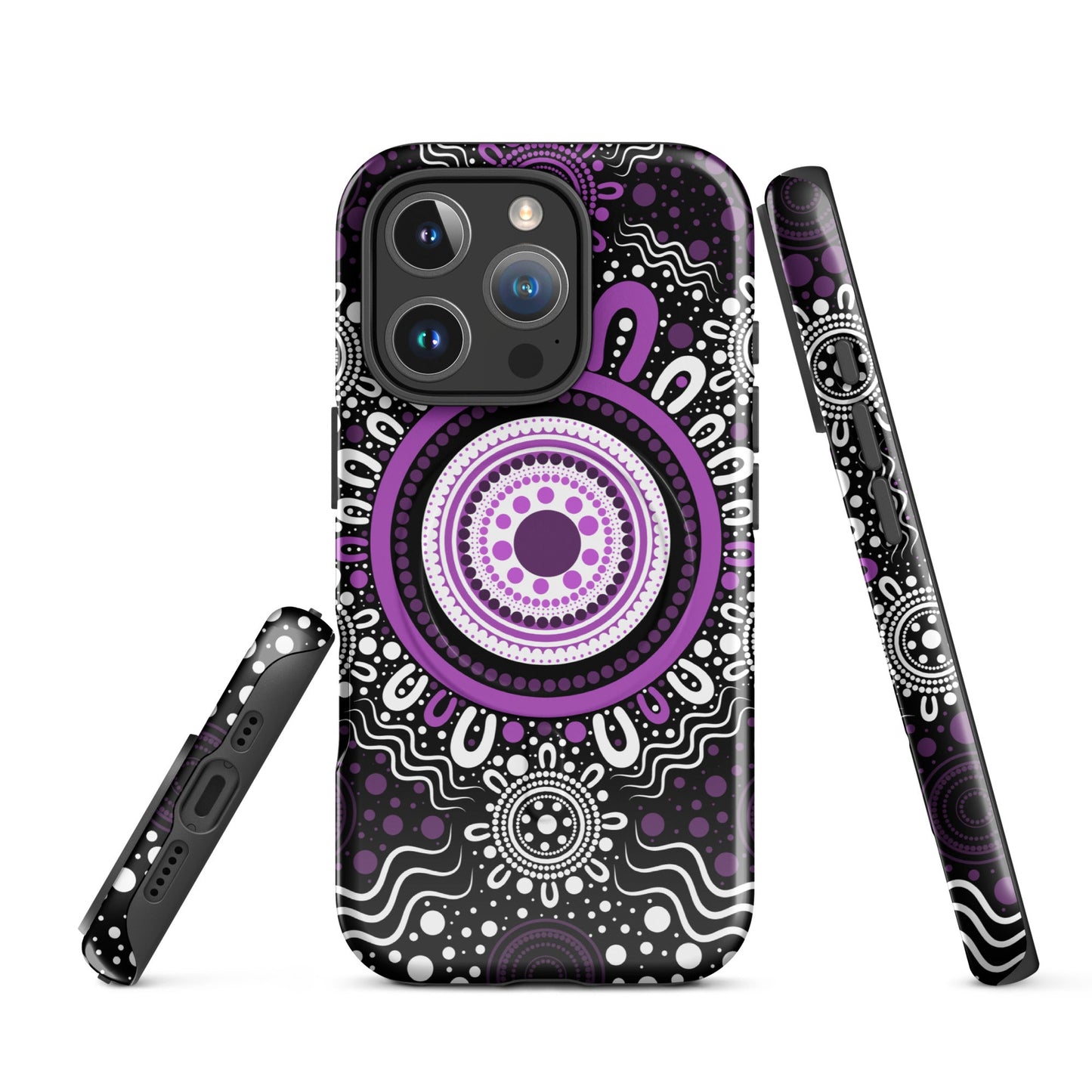 "Woven Together" Black and Purple MagSafe® Tough Case for iPhone® - Aboriginal Art by Lani
