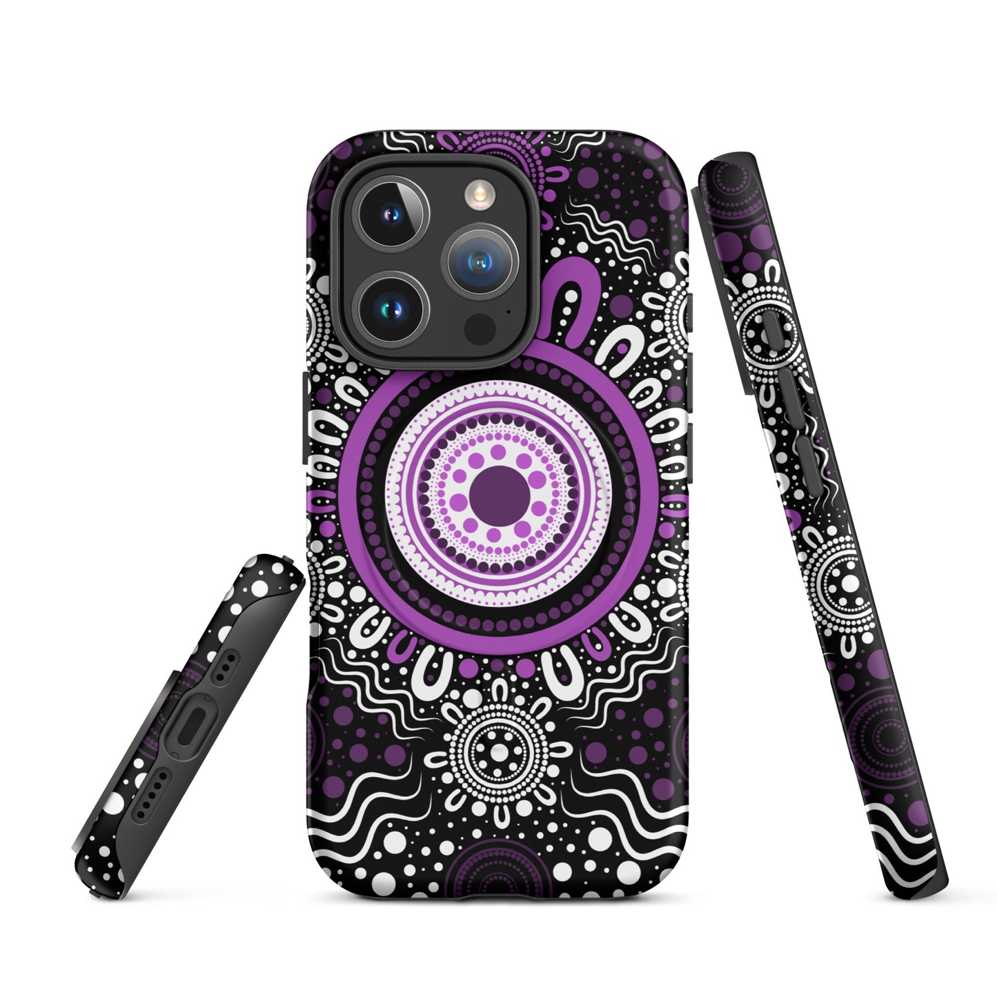 "Woven Together" Black and Purple MagSafe® Tough Case for iPhone® - Aboriginal Art by Lani