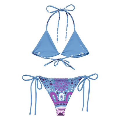 "Woven Together" Blue and Purple Bikini Set - Aboriginal Art by LaniBikini