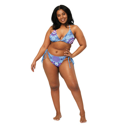"Woven Together" Blue and Purple Bikini Set - Aboriginal Art by LaniBikini