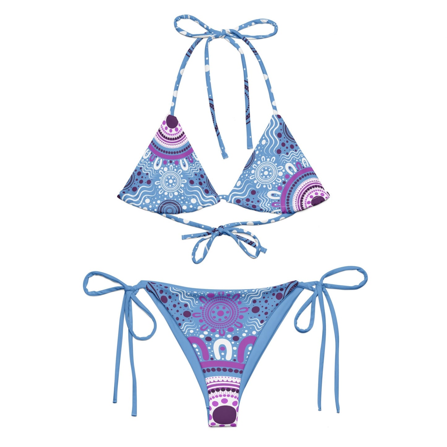 "Woven Together" Blue and Purple Bikini Set - Aboriginal Art by LaniBikini