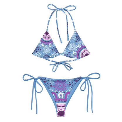 "Woven Together" Blue and Purple Bikini Set - Aboriginal Art by LaniBikini