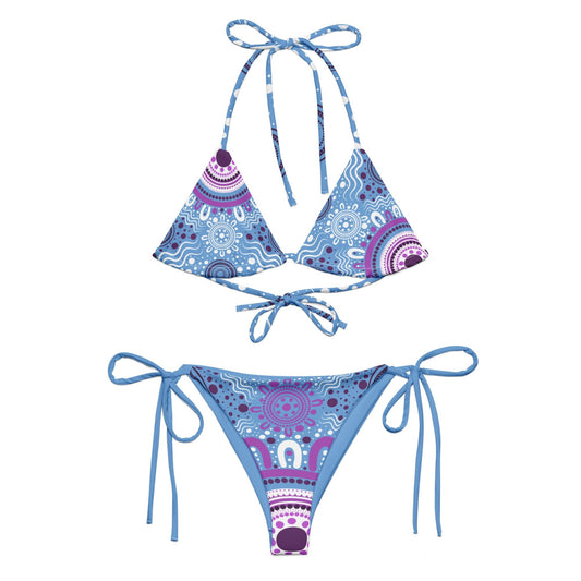 "Woven Together" Blue and Purple Bikini Set - Aboriginal Art by LaniBikini