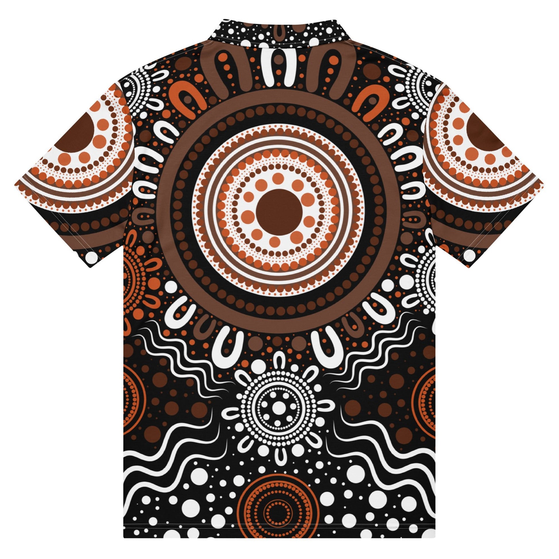 "Woven Together" Brown Polo Shirt - Aboriginal Art by Lani
