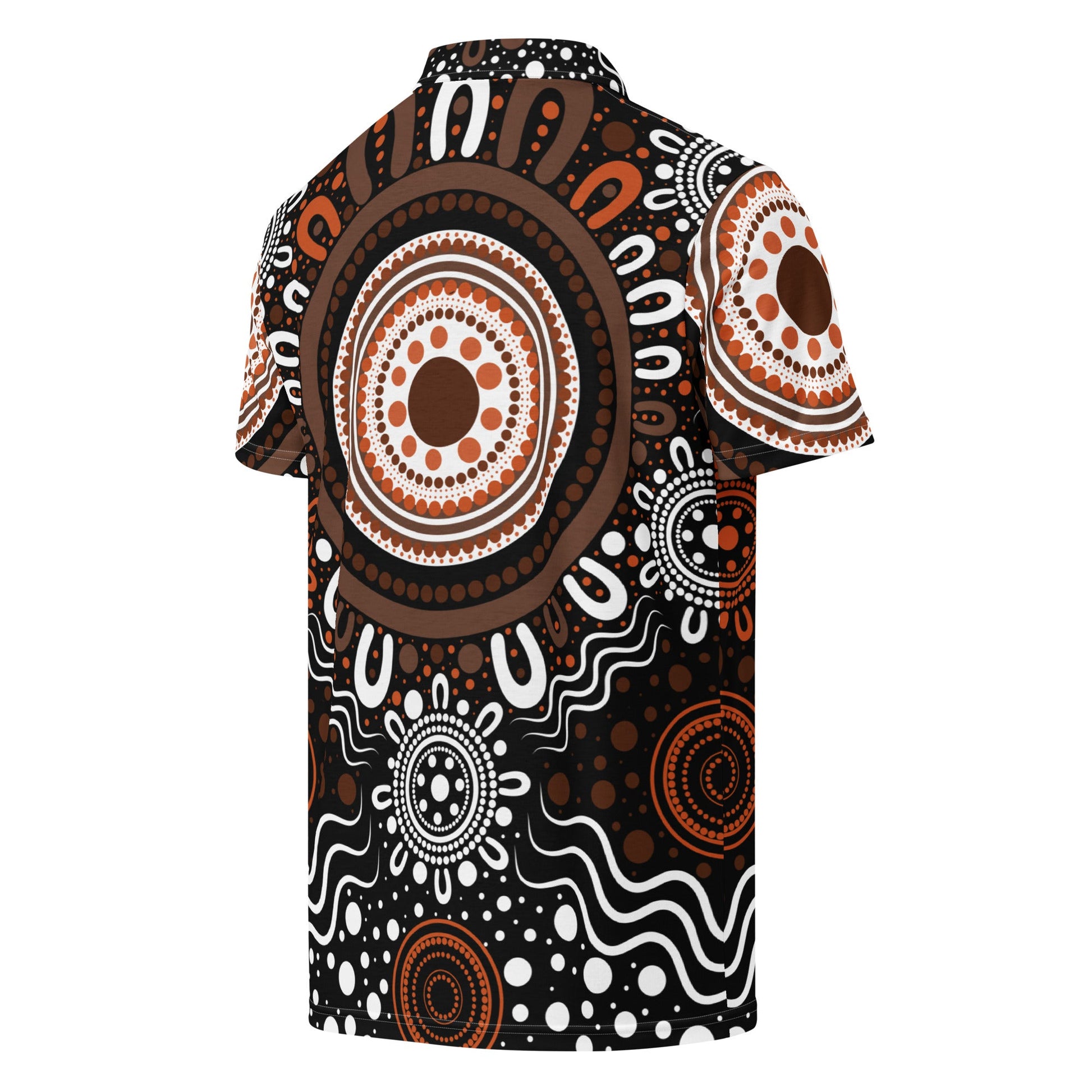 "Woven Together" Brown Polo Shirt - Aboriginal Art by Lani