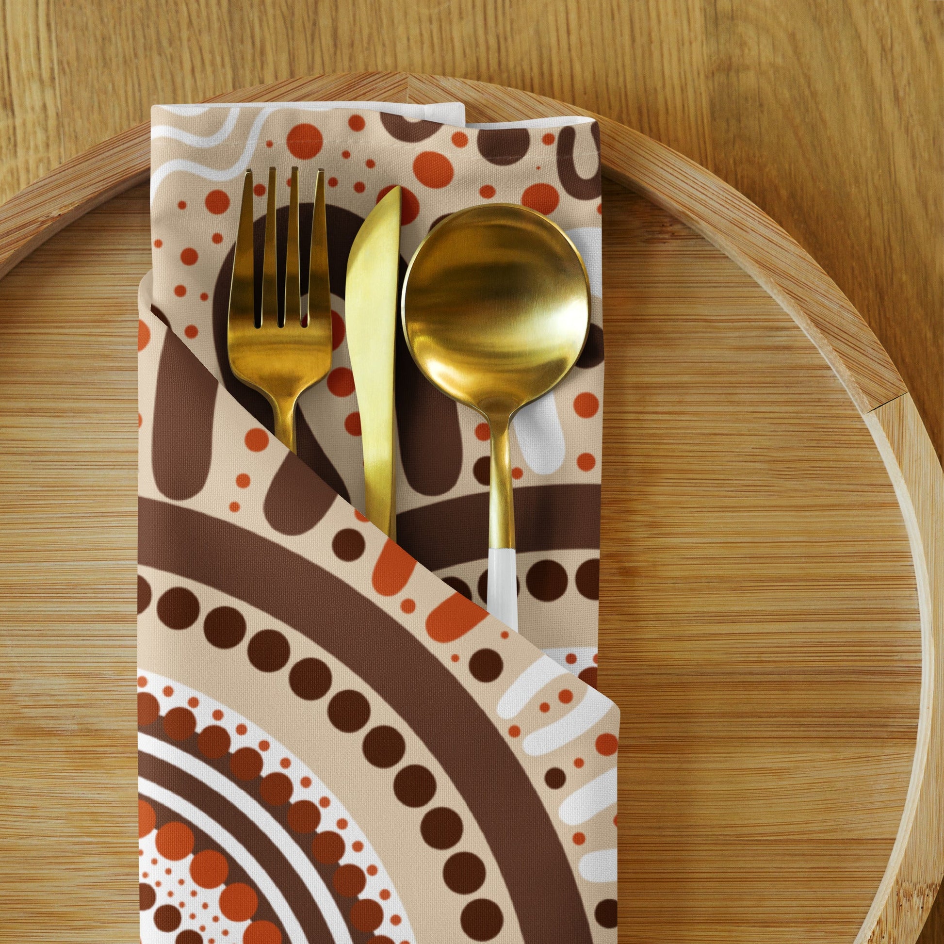 "Woven Together" Cloth Napkin Set (4 Included) - Aboriginal Art by Lani