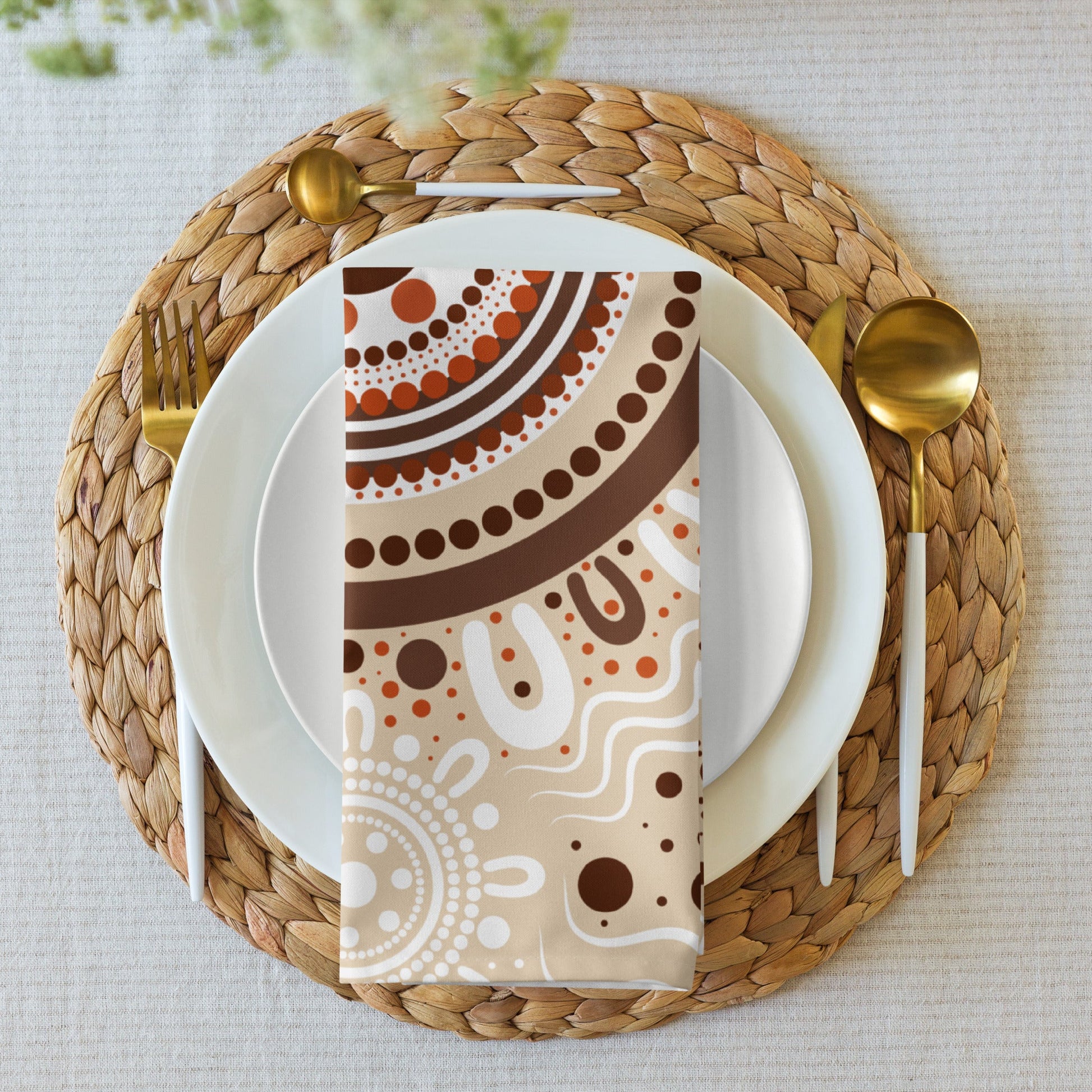 "Woven Together" Cloth Napkin Set (4 Included) - Aboriginal Art by Lani