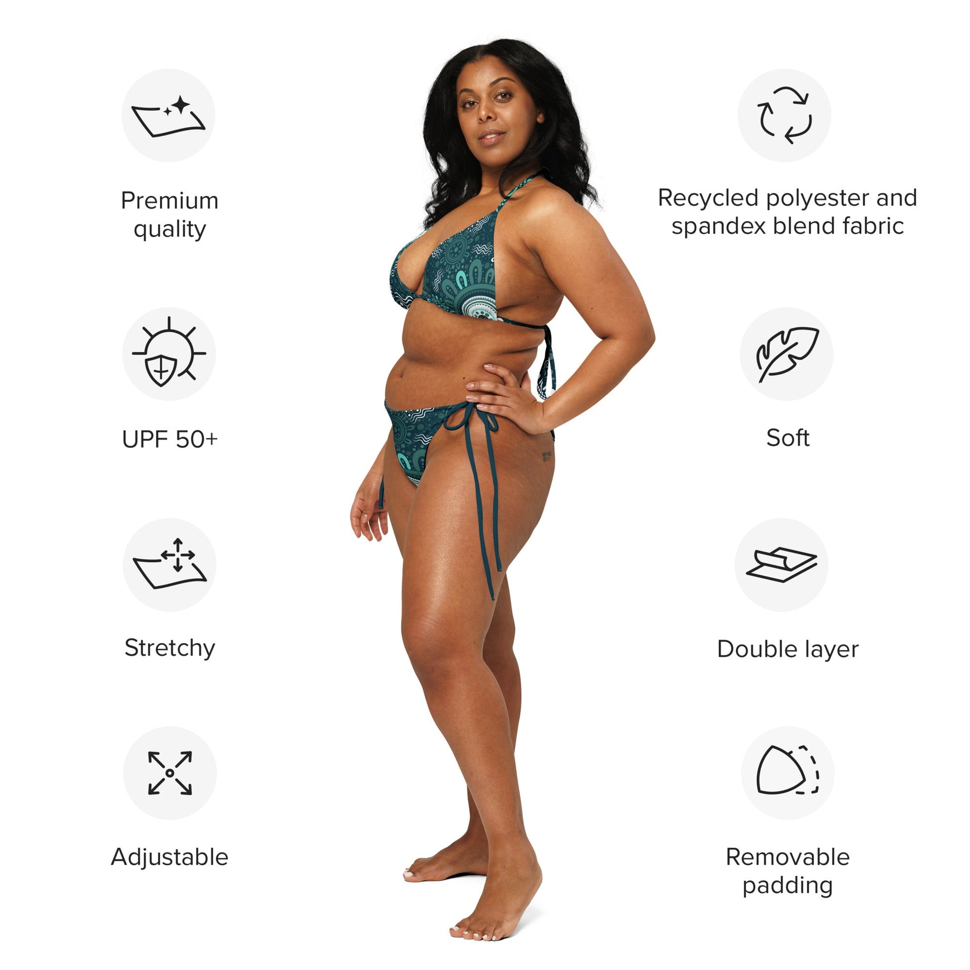 "Woven Together" Green Bikini Set - Aboriginal Art by LaniBikini