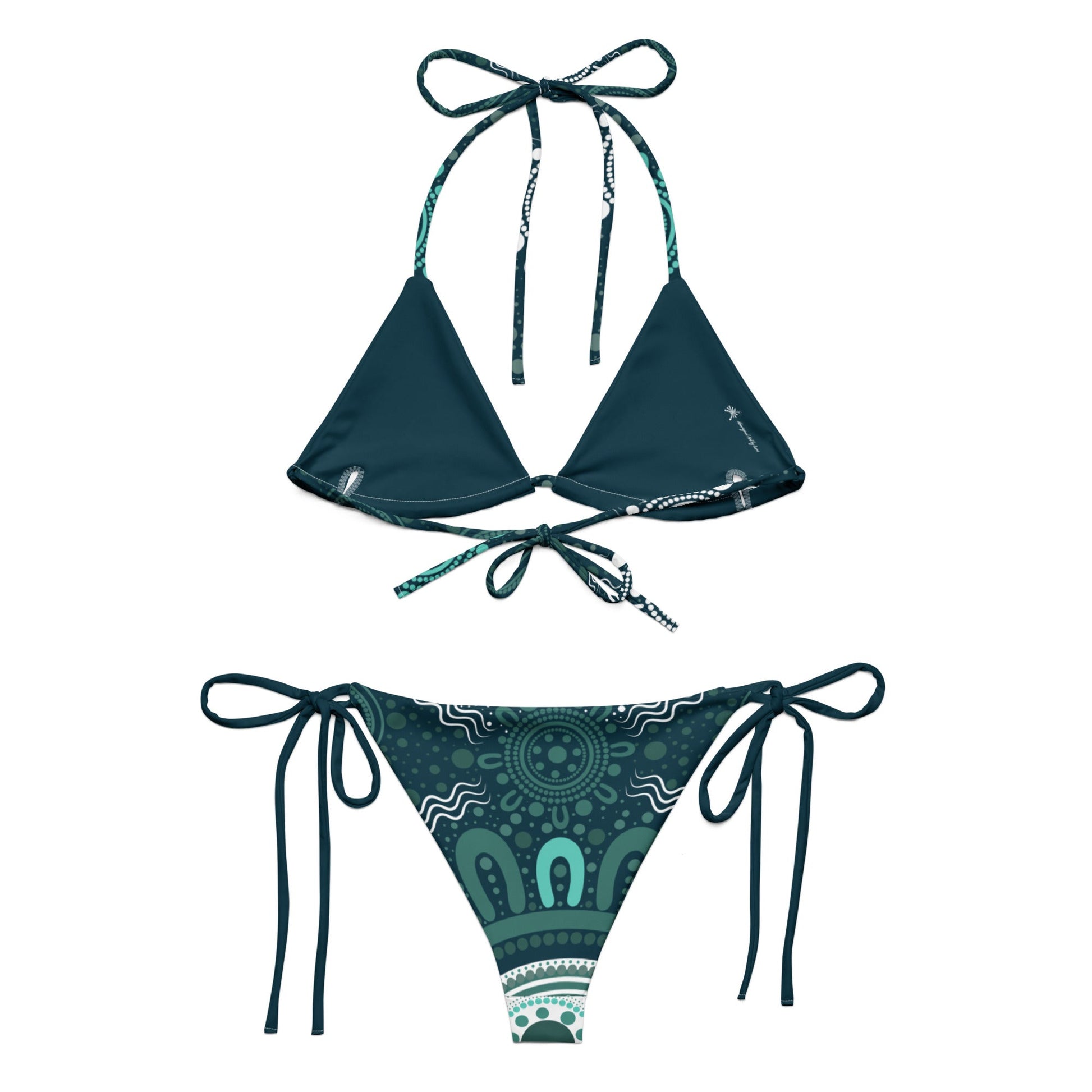 "Woven Together" Green Bikini Set - Aboriginal Art by LaniBikini