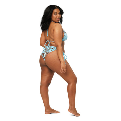 "Woven Together" Light Blue and Brown Bikini Set - Aboriginal Art by LaniBikini