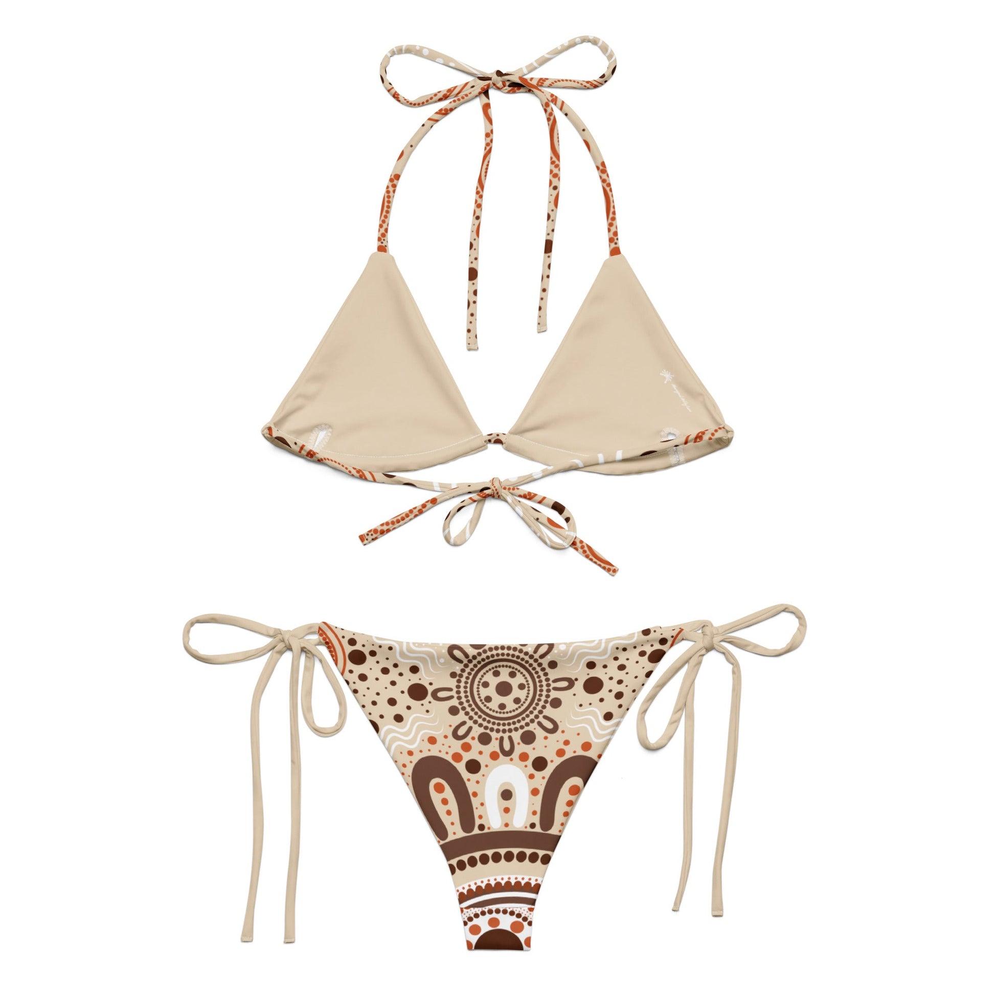 "Woven Together" Light Brown Bikini Set - Aboriginal Art by LaniBikini