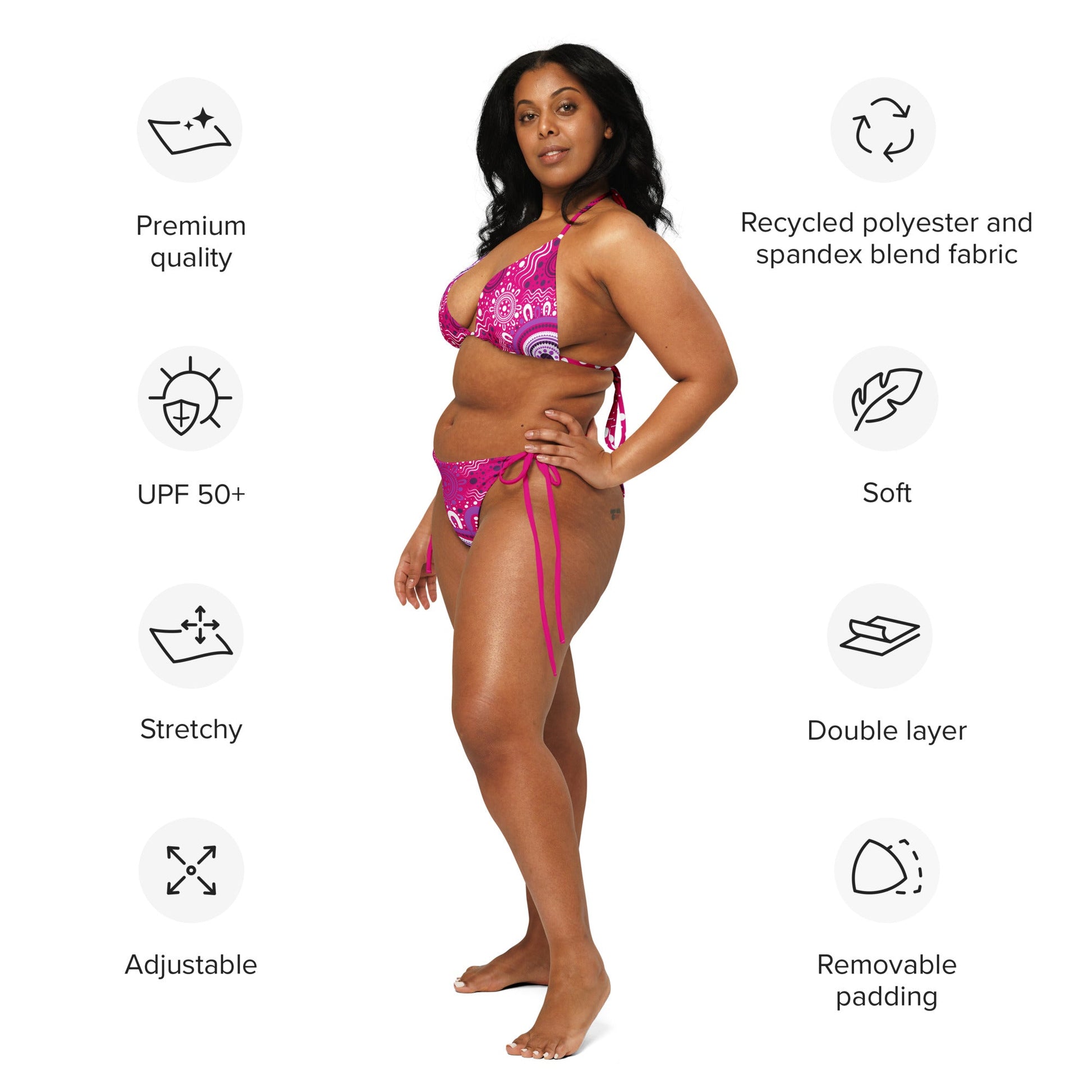 "Woven Together" Pink and Purple Bikini Set - Aboriginal Art by LaniBikini