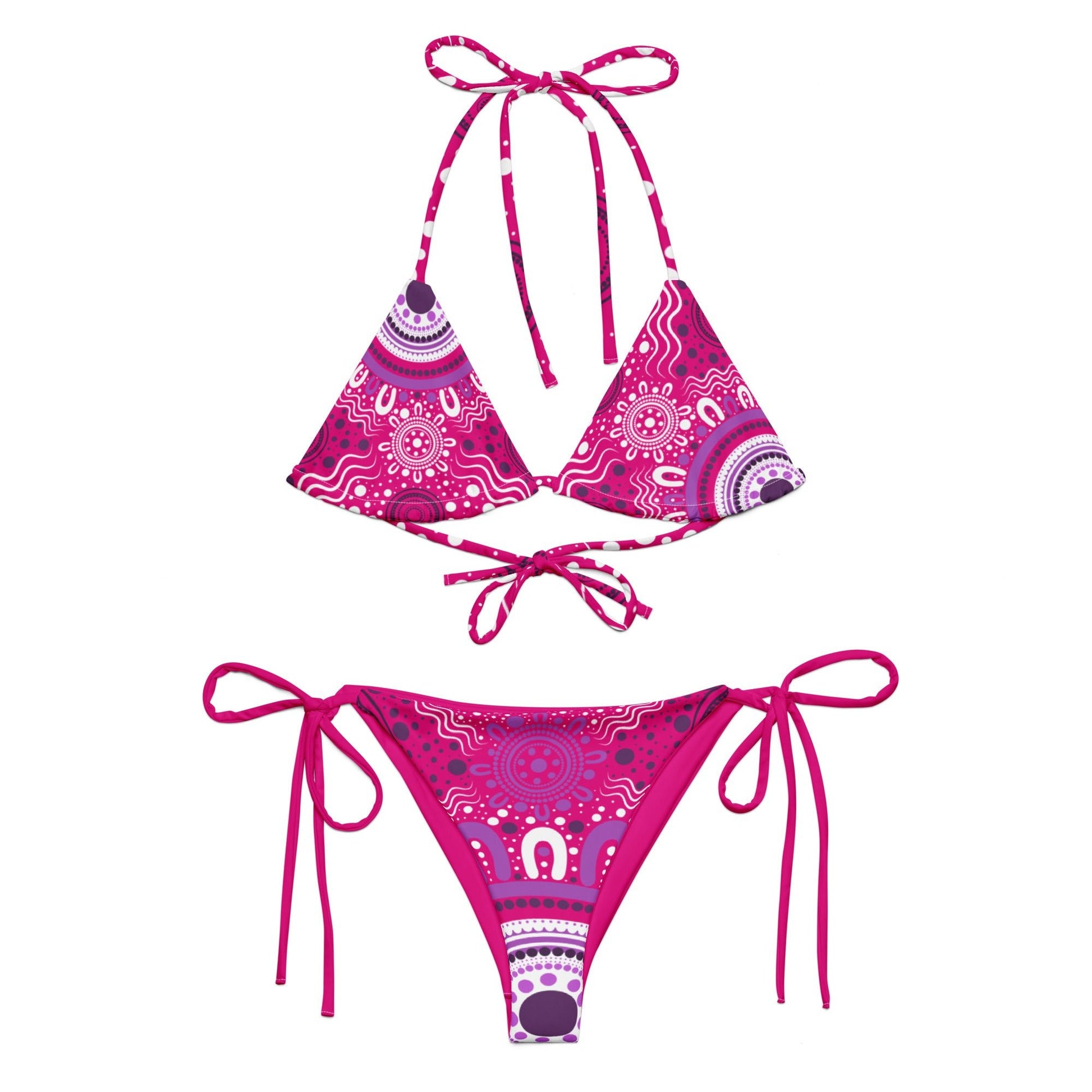 "Woven Together" Pink and Purple Bikini Set - Aboriginal Art by LaniBikini