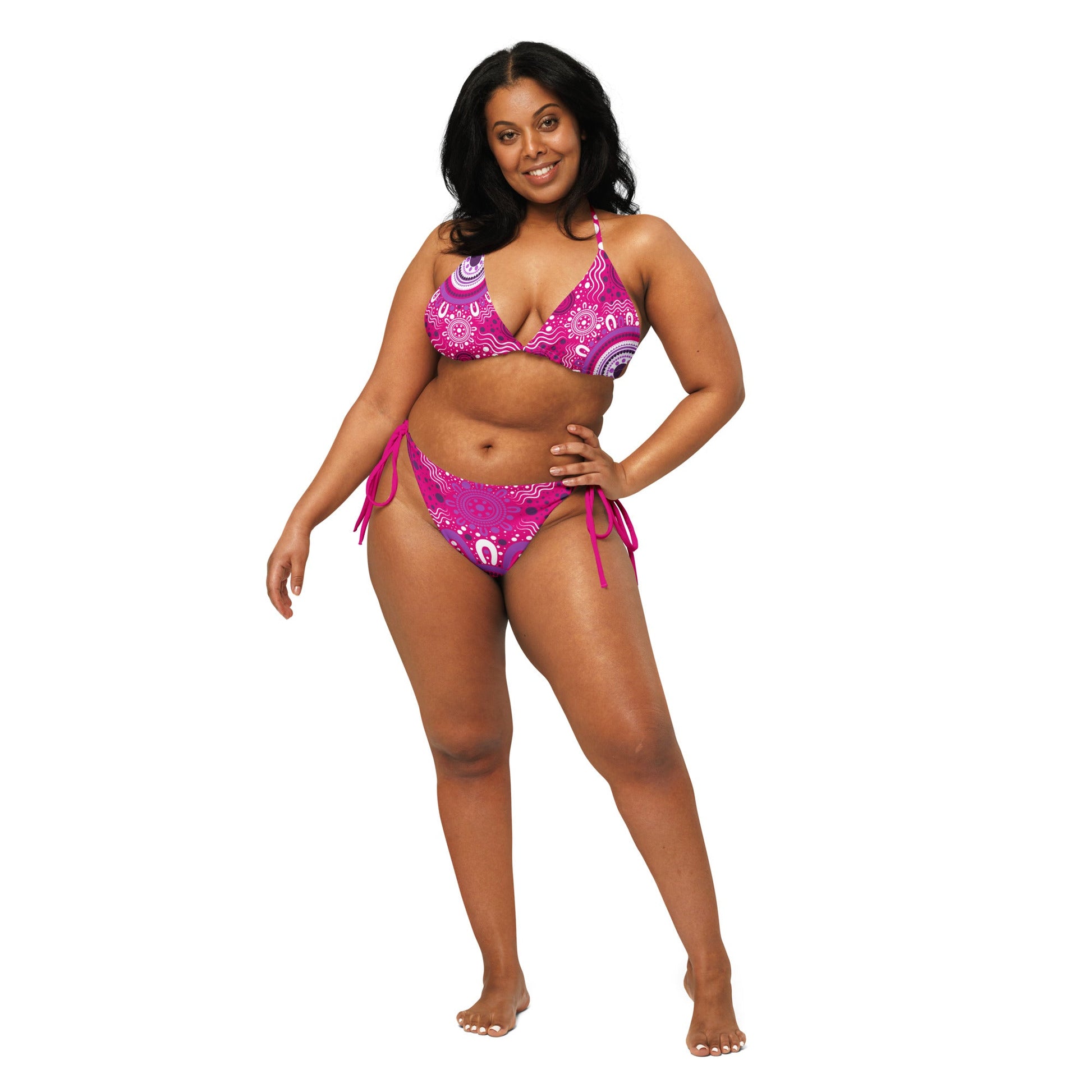 "Woven Together" Pink and Purple Bikini Set - Aboriginal Art by LaniBikini