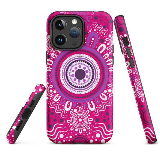 "Woven Together" Pink and Purple MagSafe® Tough Case for iPhone® - Aboriginal Art by Lani