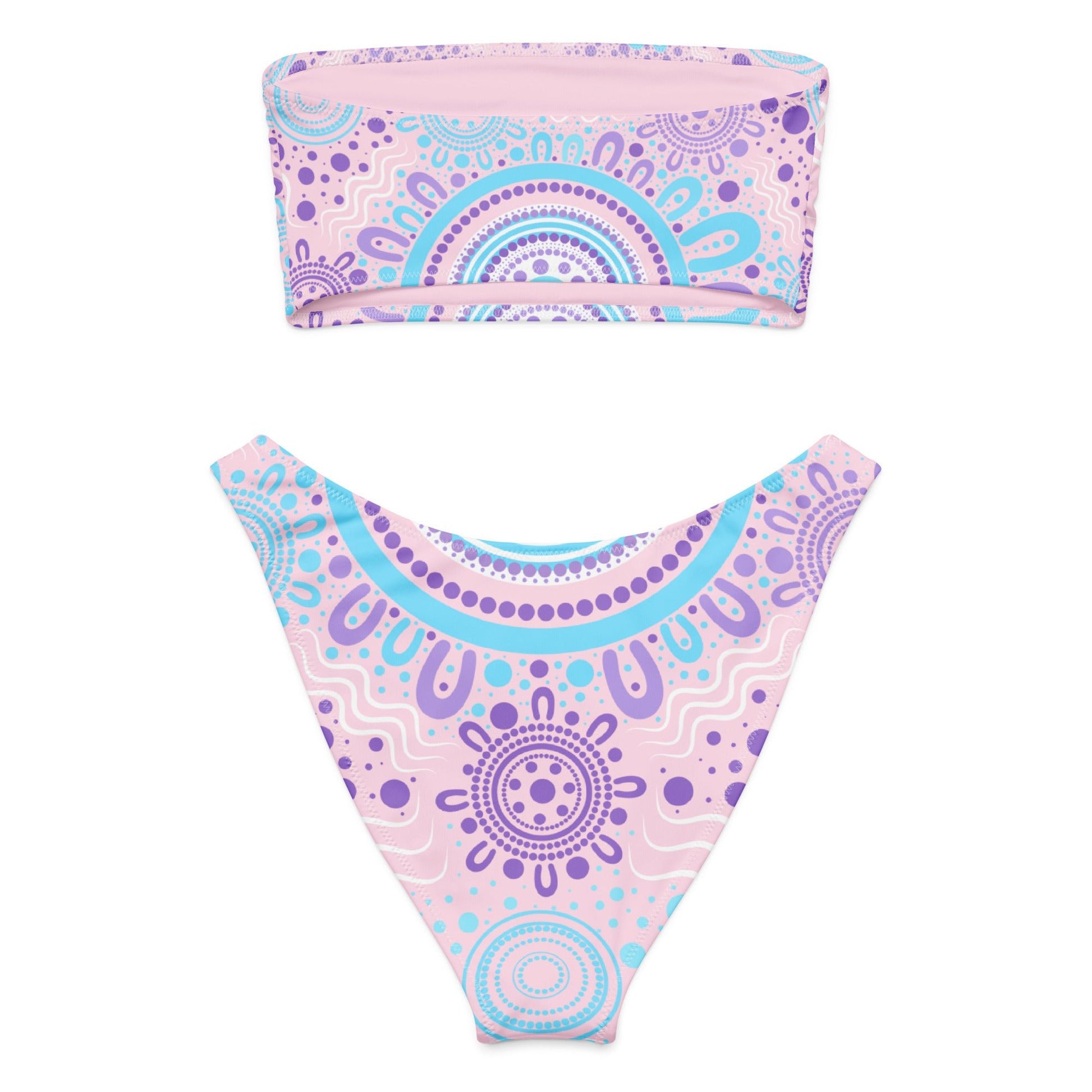Woven Together Pink Bandeau Bikini - Aboriginal Art by Lani