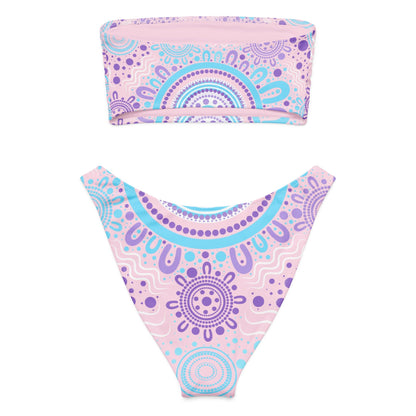 Woven Together Pink Bandeau Bikini - Aboriginal Art by Lani