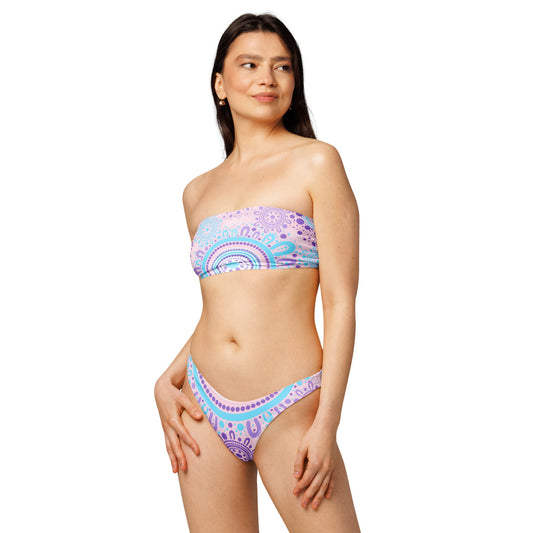 Woven Together Pink Bandeau Bikini - Aboriginal Art by Lani