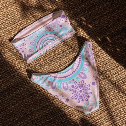 Woven Together Pink Bandeau Bikini - Aboriginal Art by Lani