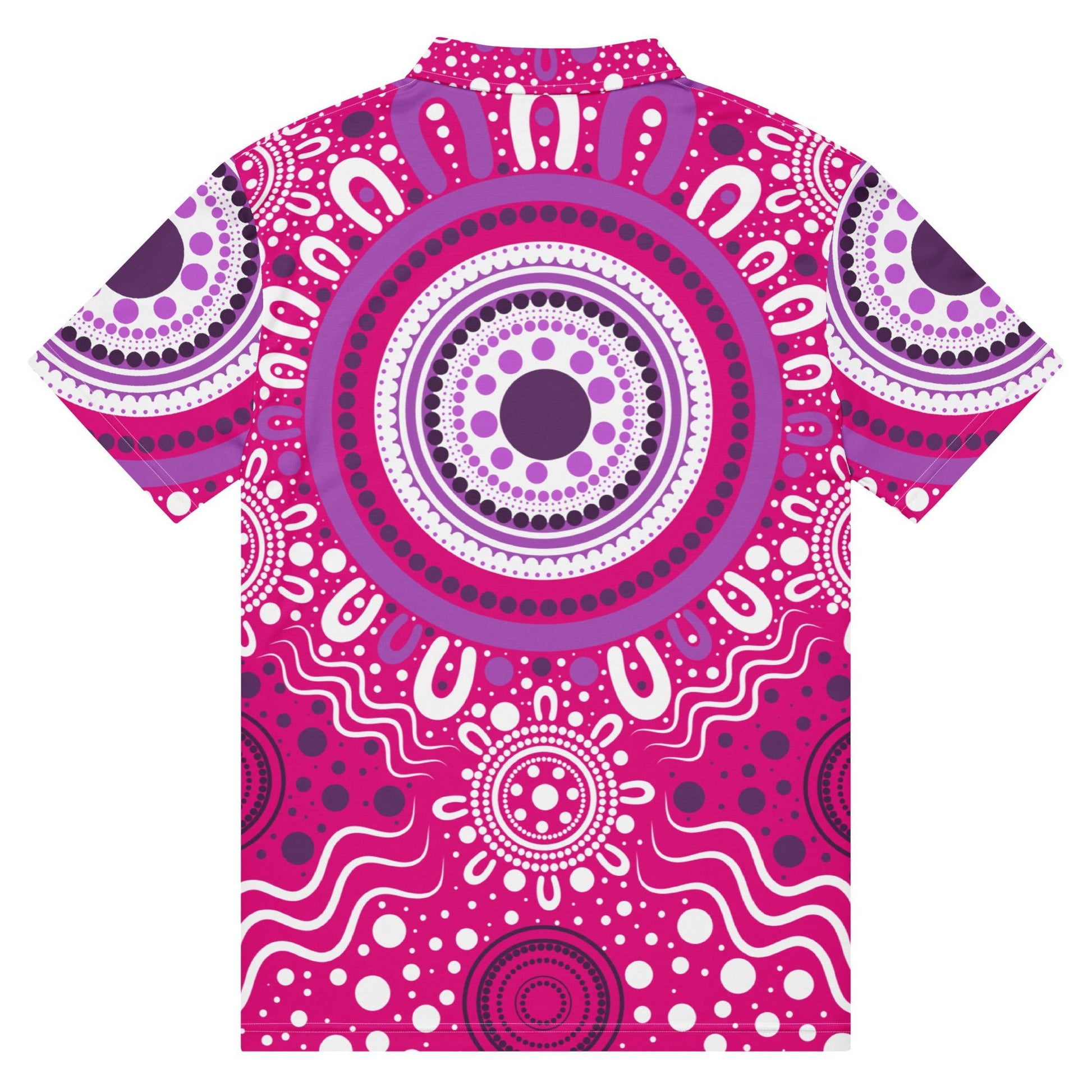 "Woven Together" Pink Polo Shirt - Aboriginal Art by Lani