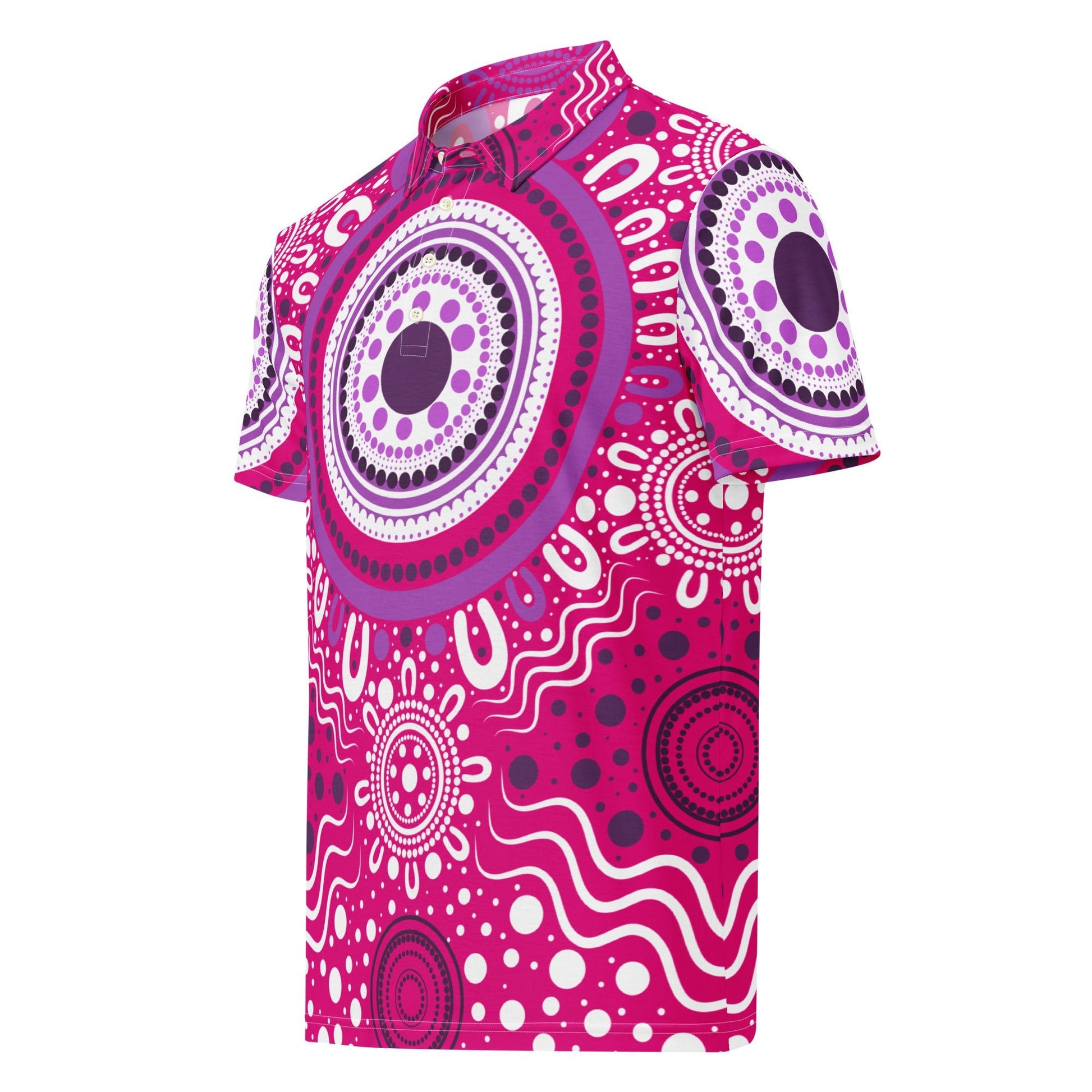 "Woven Together" Pink Polo Shirt - Aboriginal Art by Lani