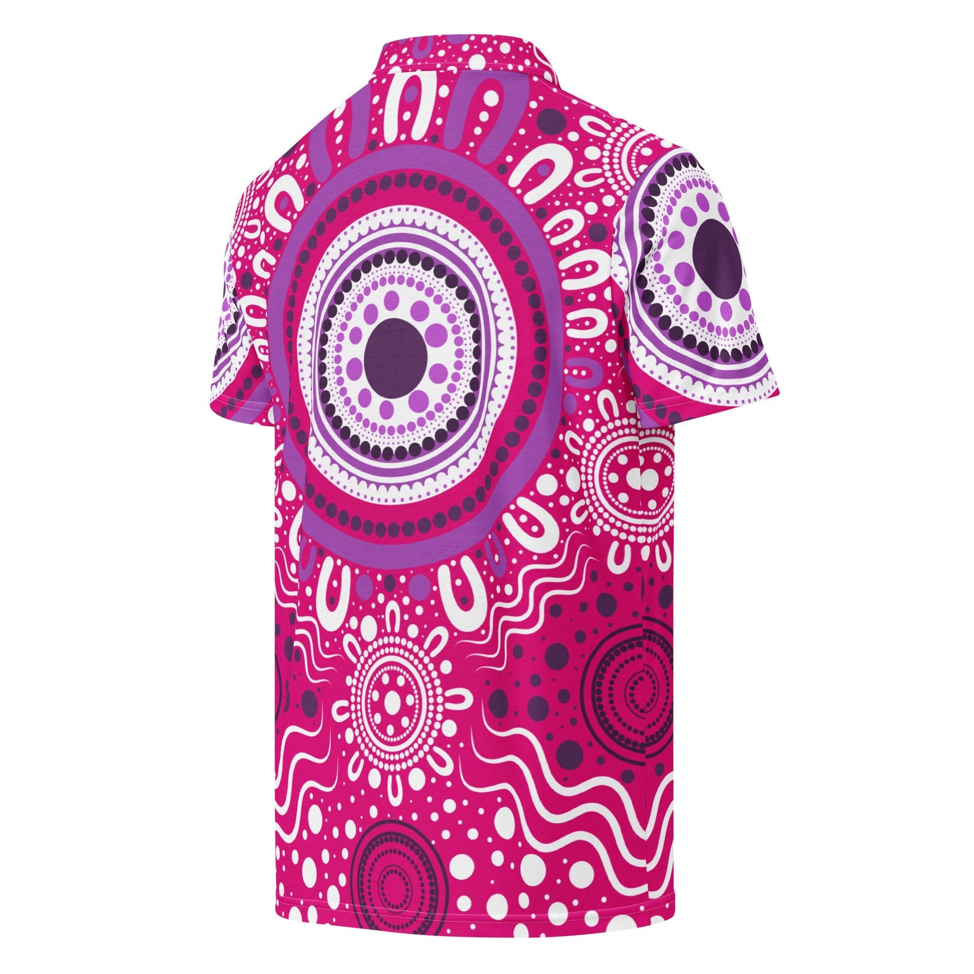 "Woven Together" Pink Polo Shirt - Aboriginal Art by Lani