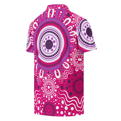 "Woven Together" Pink Polo Shirt - Aboriginal Art by Lani