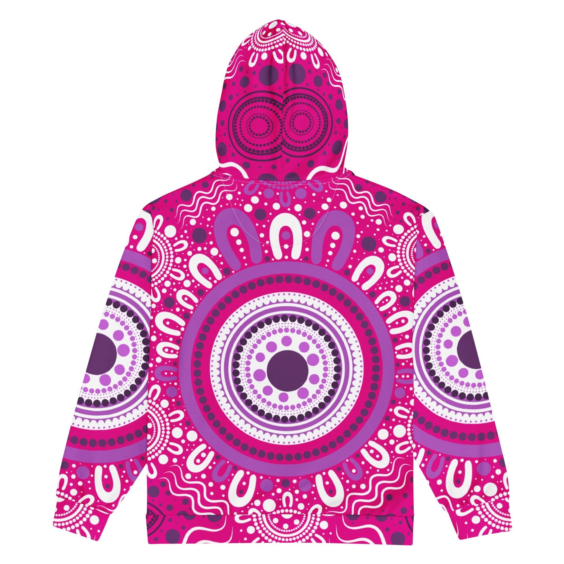 "Woven Together" Pink Zip Hoodie - Aboriginal Art by Lani