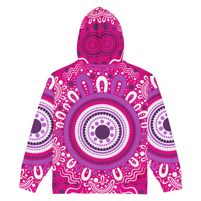 "Woven Together" Pink Zip Hoodie - Aboriginal Art by Lani