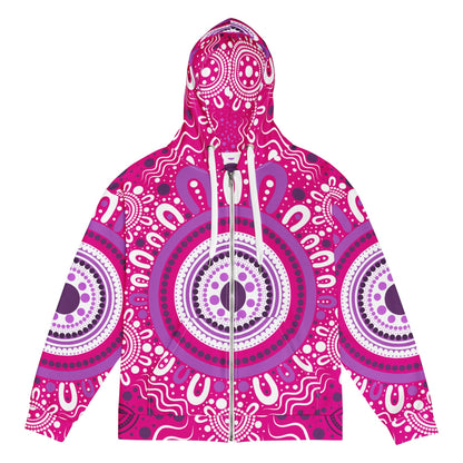 "Woven Together" Pink Zip Hoodie - Aboriginal Art by Lani