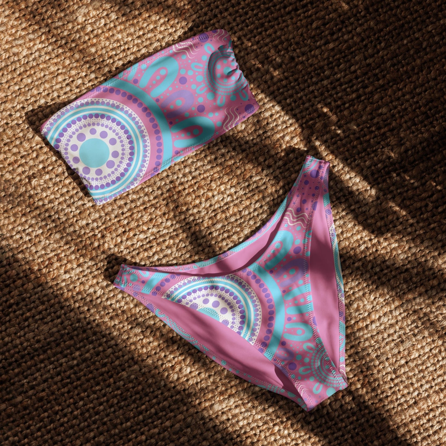 Woven Together Purple Bandeau Bikini - Aboriginal Art by Lani