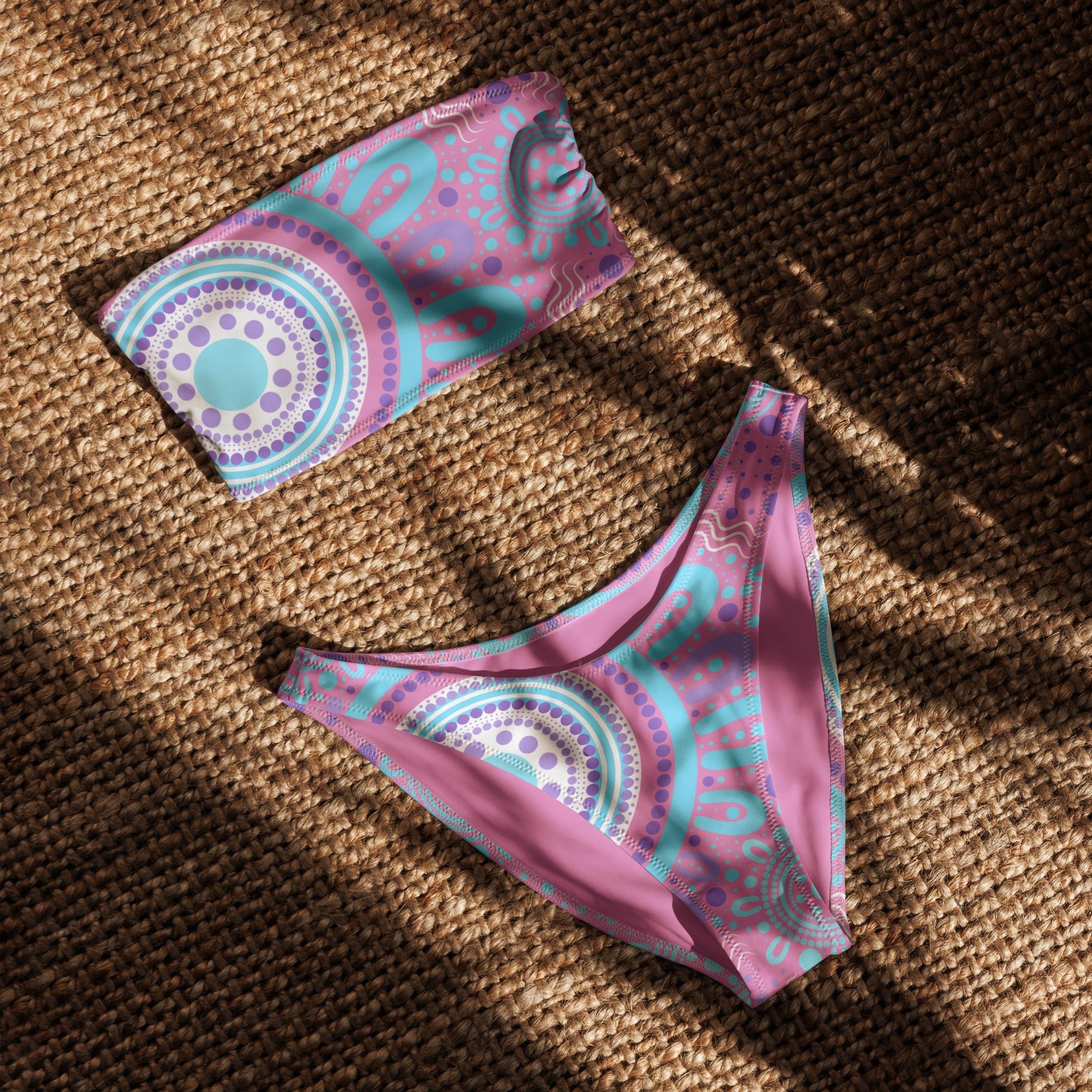 Woven Together Purple Bandeau Bikini - Aboriginal Art by Lani