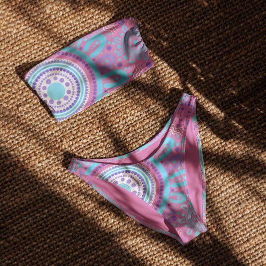 Woven Together Purple Bandeau Bikini - Aboriginal Art by Lani