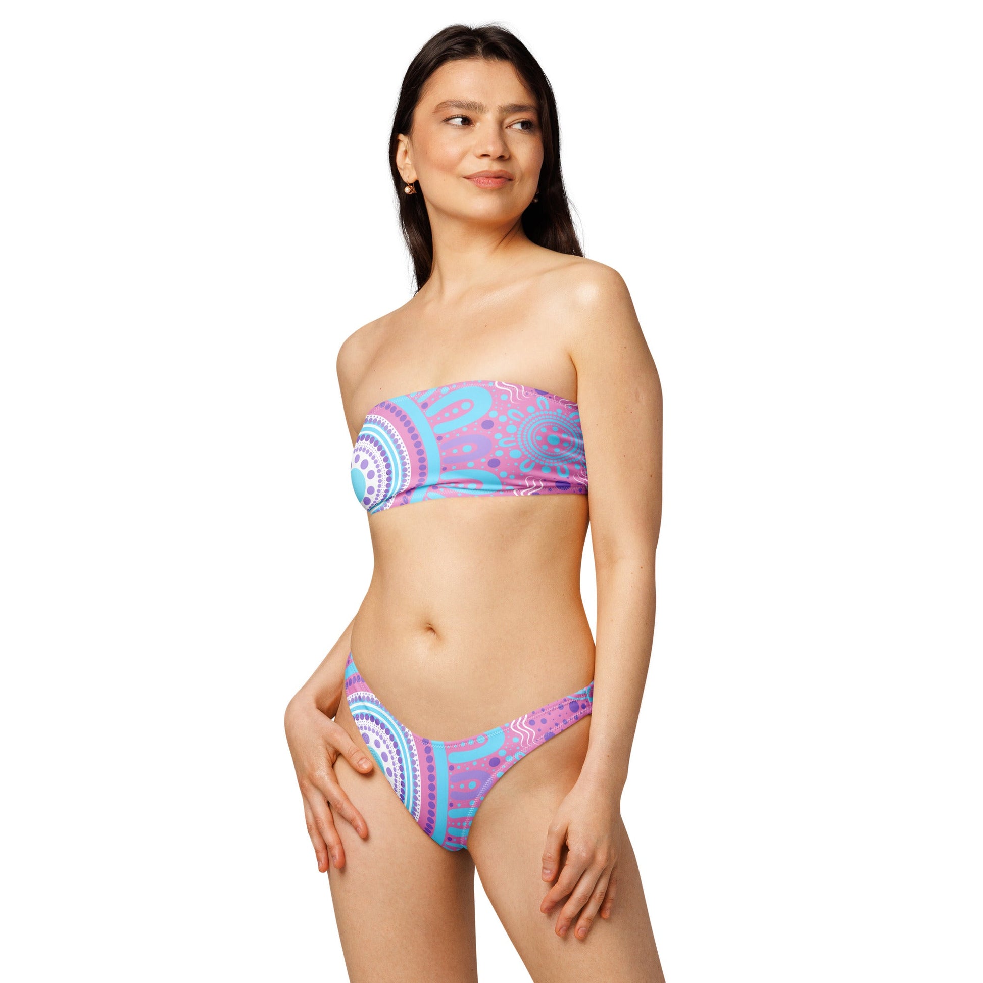 Woven Together Purple Bandeau Bikini - Aboriginal Art by Lani
