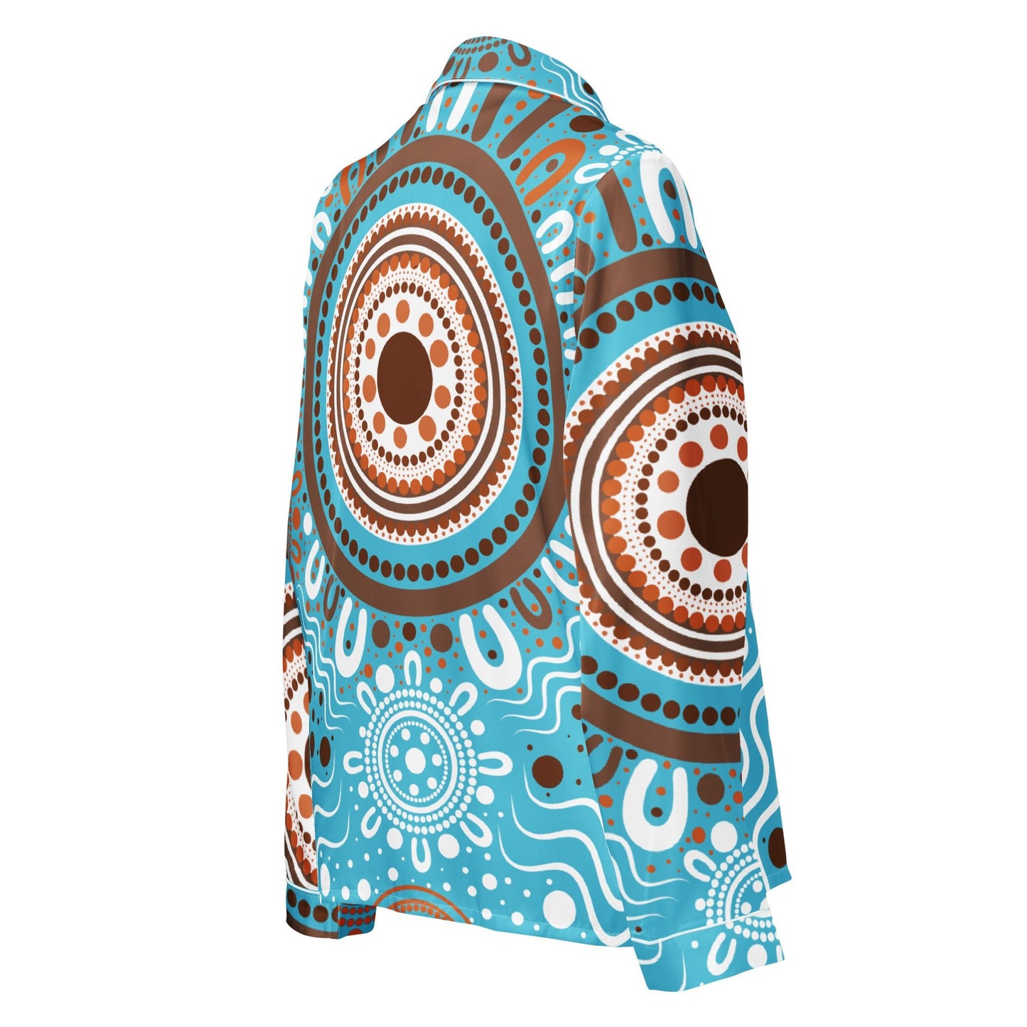 "Woven Together" Women’s Light Blue Long Sleeve Pajama Top - Aboriginal Art by Lani