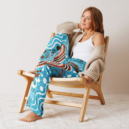 "Woven Together" Women’s Light Blue Long Sleeve Pyjama Top & Pants Bundle - Aboriginal Art by Lani