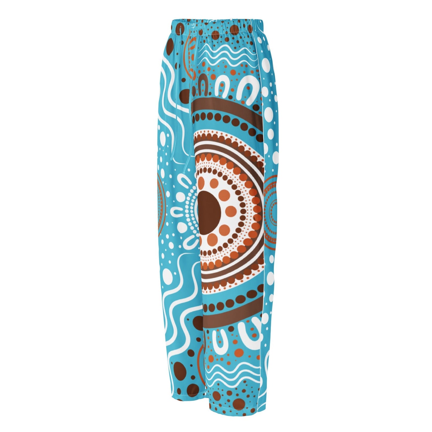 "Woven Together" Women’s Light Blue Pyjama Pants - Aboriginal Art by Lani