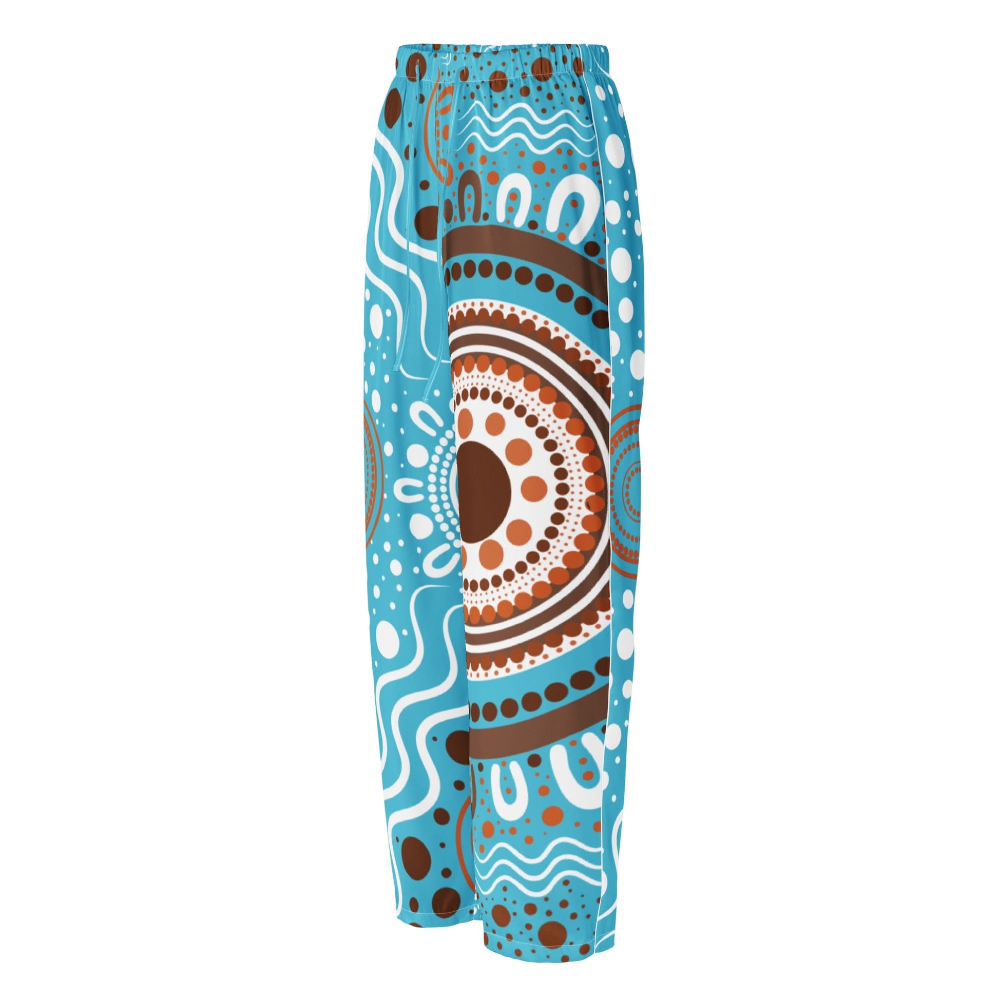 "Woven Together" Women’s Light Blue Pyjama Pants - Aboriginal Art by Lani