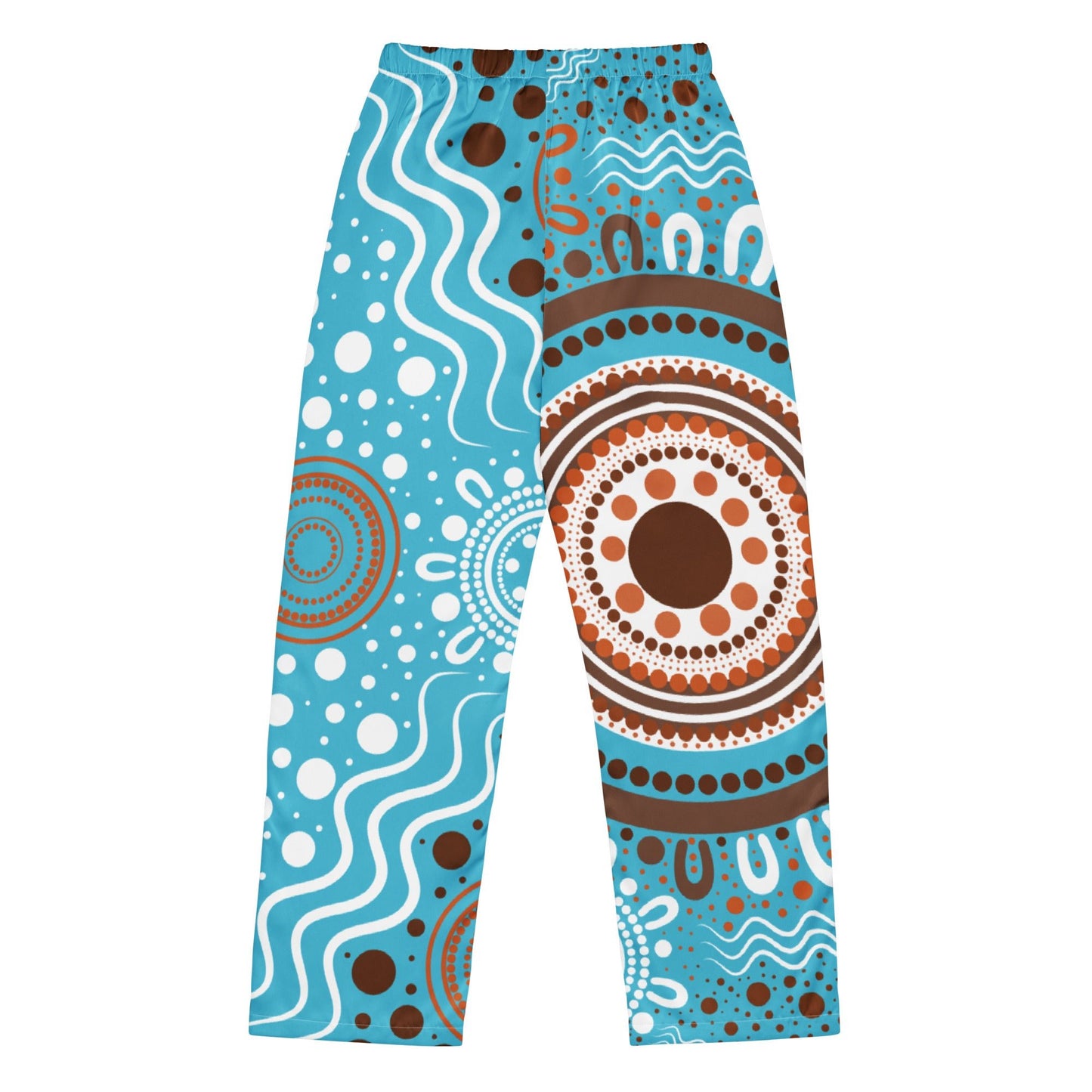 "Woven Together" Women’s Light Blue Pyjama Pants - Aboriginal Art by Lani